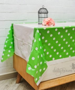 Table Cover - Lime Green Polka