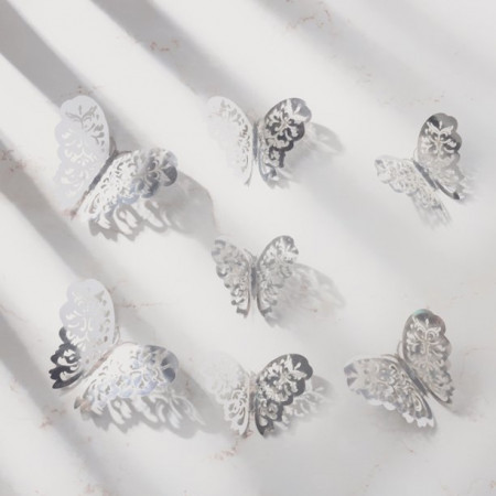 3D Butterfly Sticker - Silver