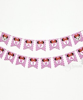 Birthday Paper Bunting - Minnie Mouse