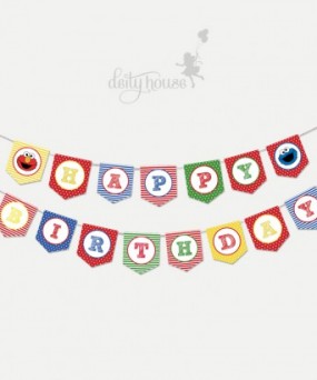 Birthday Paper Bunting - Sesame Street