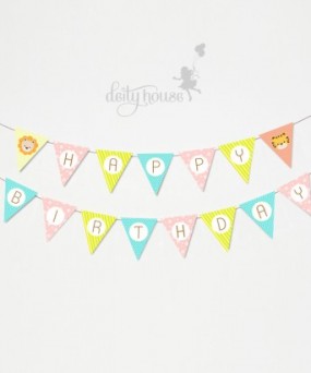 Birthday Paper Bunting - Animal 1